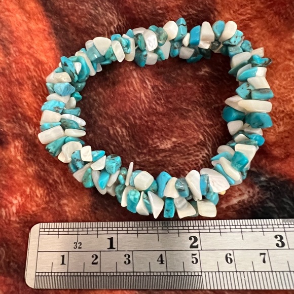❤️ Braided Moonstone & Turquoise Stretch Bracelet Southwestern 34.2gms - Picture 5 of 7